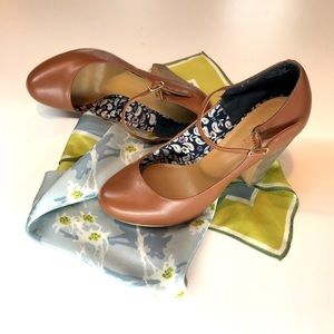 Strappy stacked heels